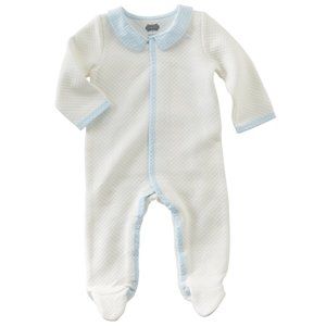 Mudpie White Quilted Sleeper with Blue Gingham Tri
